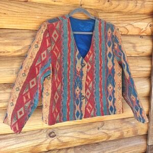 Vtg Aztec Western Crop Jacket